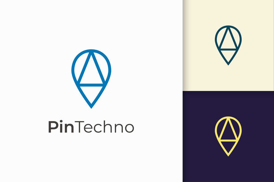 Pin Logo or Marker in Simple Line and Modern Shape Represent Map or Position