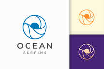 Circle Sun and Ocean Logo Template