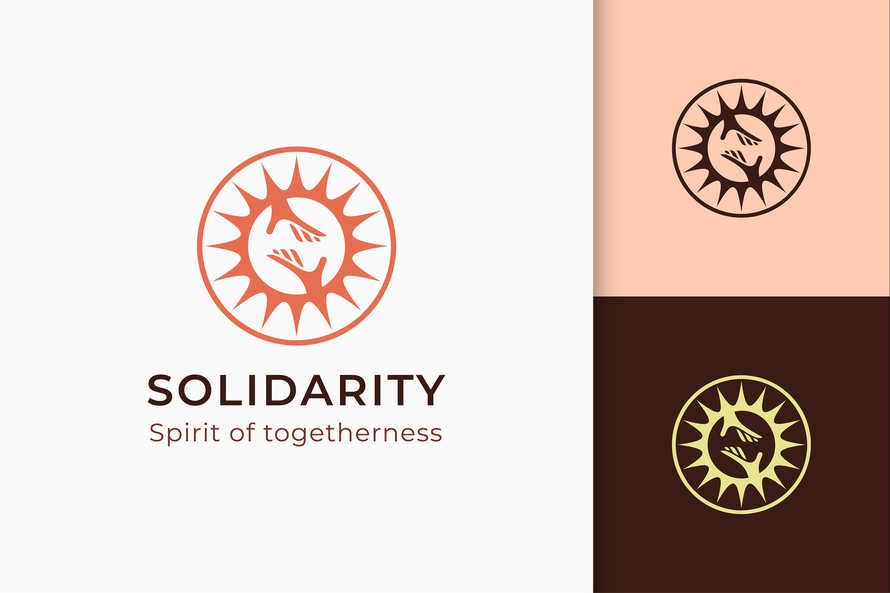 Charity or Donation Logo in Hand and Sun