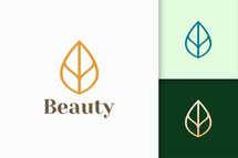 Leaf or Plant Logo in Simple Line Shape for Spa or Beauty