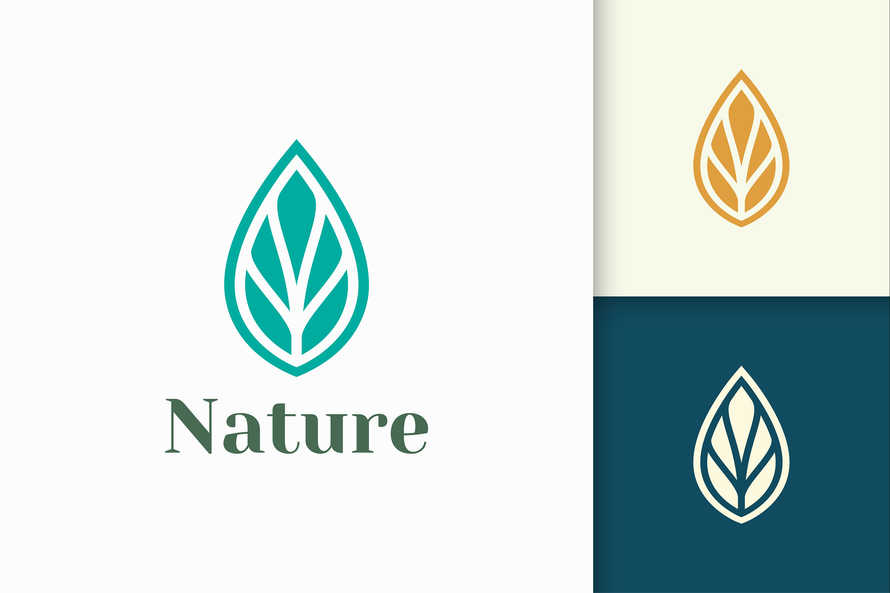 Beauty or Health Logo in Abstract and Minimalist Leaf Shape