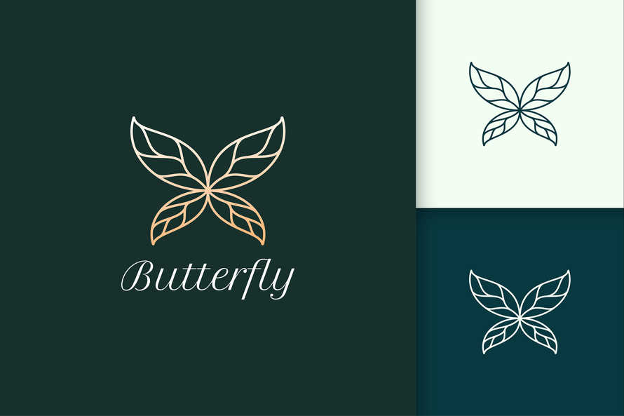 Luxury Butterfly With Leaf Wing for Beauty and Fashion Brand
