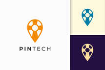 Pin or Point Logo in Simple Line and Modern Shape for Tech Company