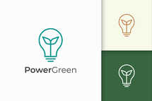 Light Bulb and Leaf Logo in Minimalist and Modern