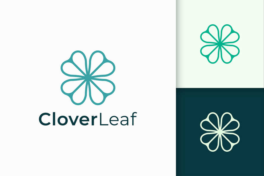 Clover Logo in Line and Love Shape
