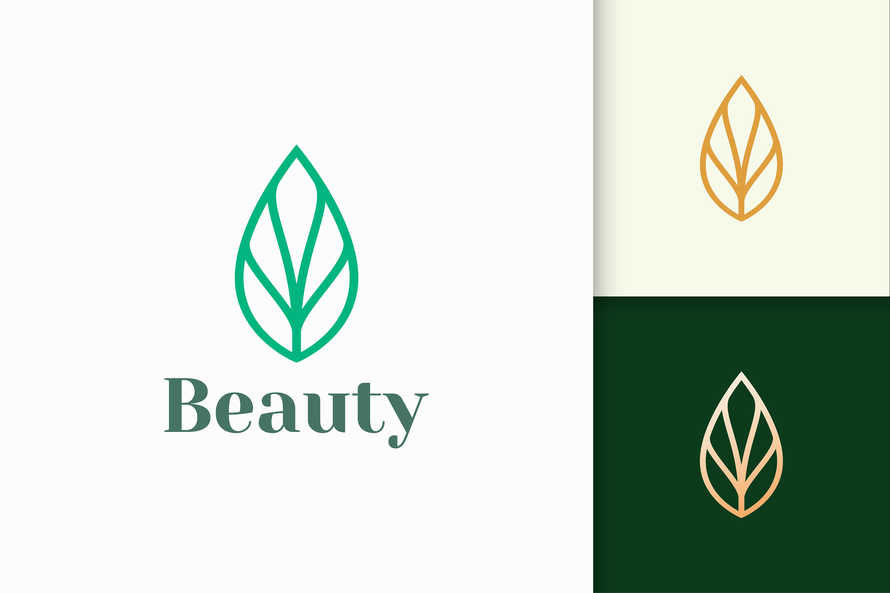 Leaf or Plant Logo in Simple Line Shape for Spa or Beauty