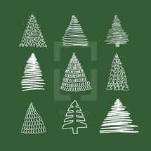sketched Christmas trees.