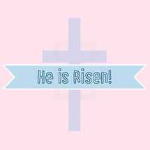 He is Risen editable banner and cross  for Easter celebrations 