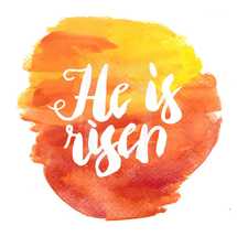 Vector Easter watercolor brush lettering.  He is risen!
