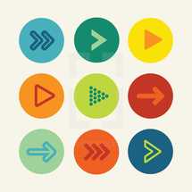 colorful play buttons icon pack. 