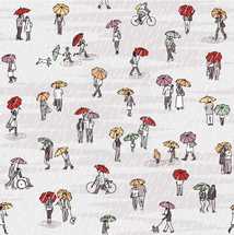 people walking with umbrellas pattern 