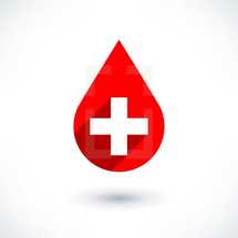 blood donation. First aid sign. Red blood icon with white cross. Graphic element for design saved as an vector illustration in file format EPS