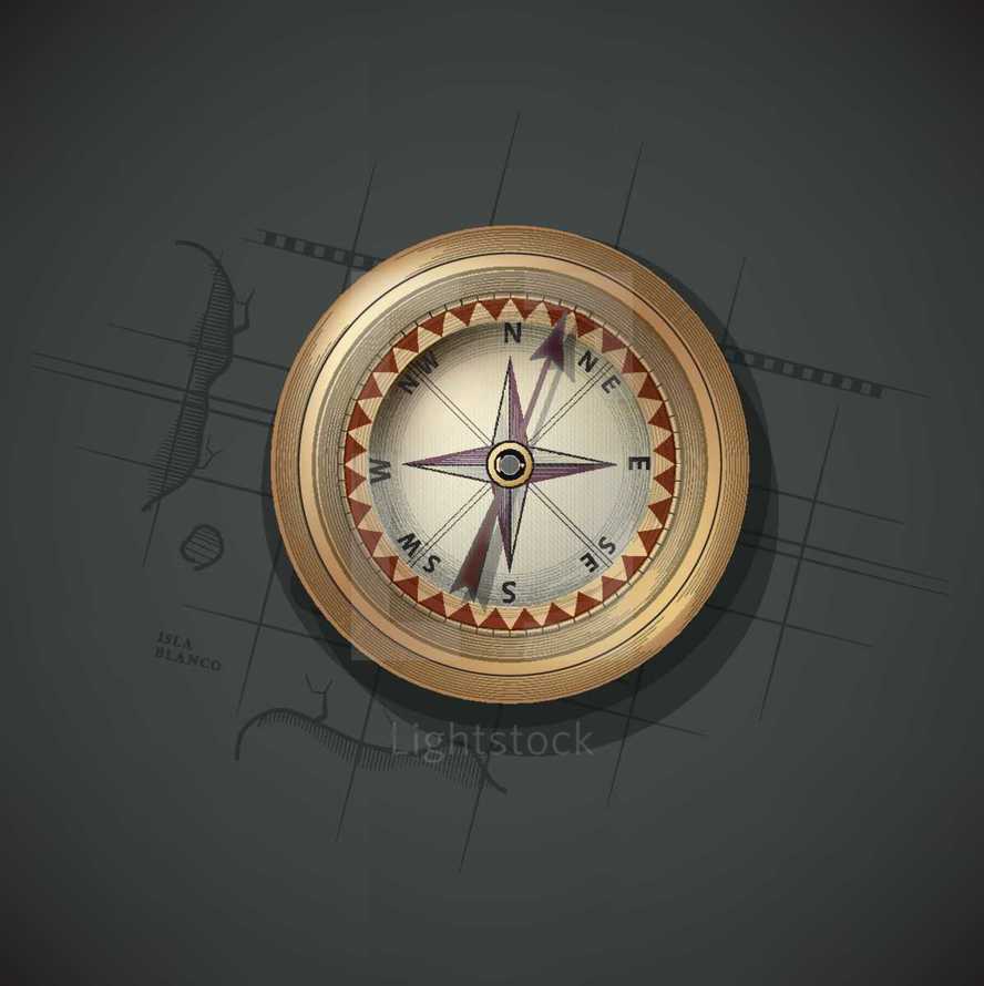 Compass graphic, with partial map background