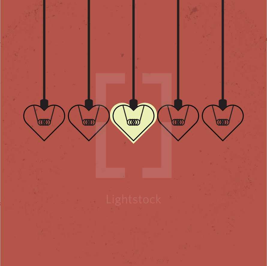 heart shaped hanging lights.