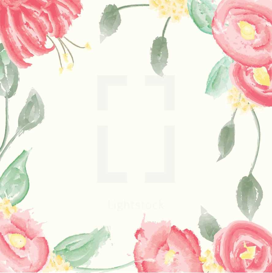 floral watercolor border 