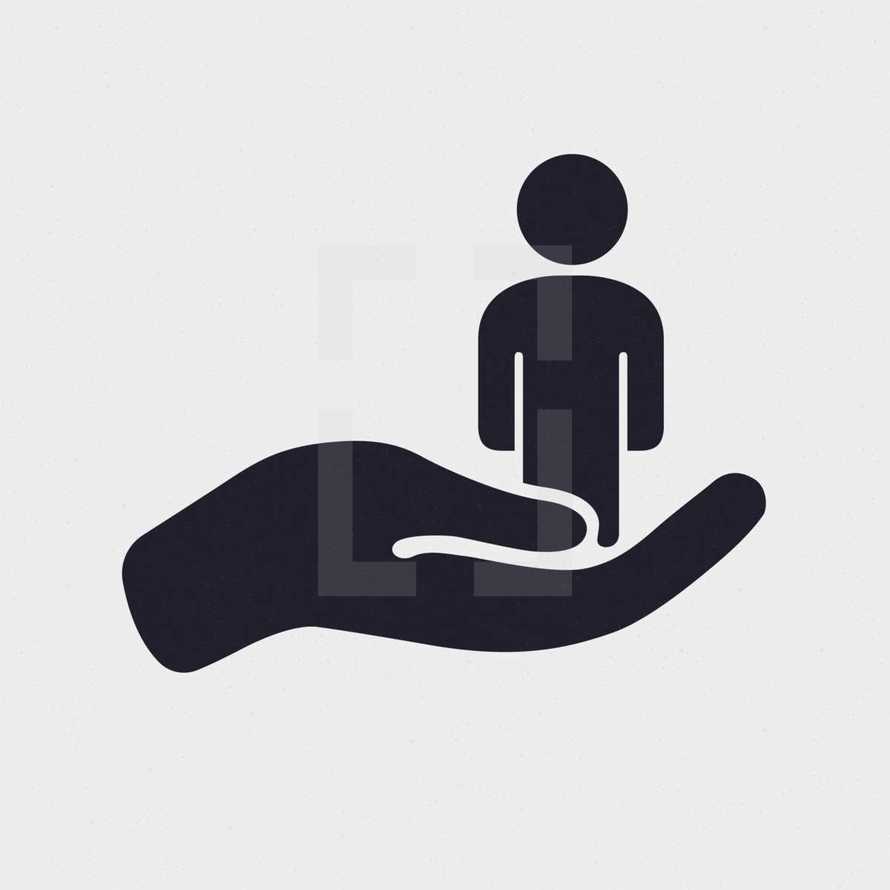 person in hands icon