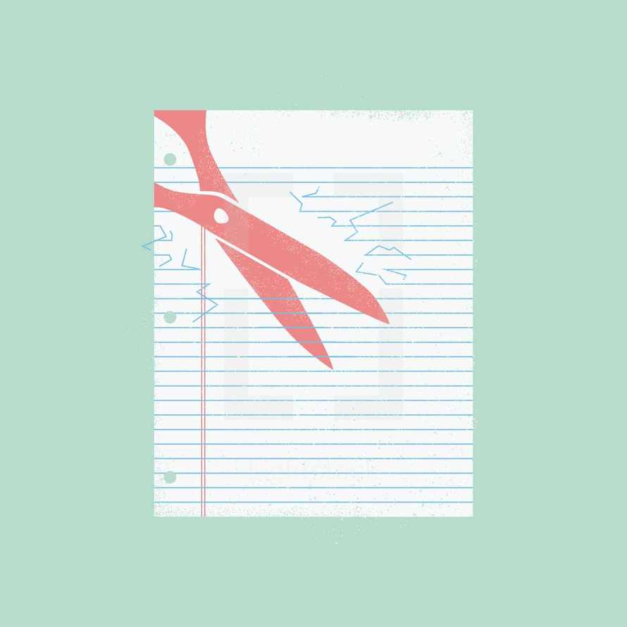 scissors on lined paper 