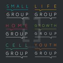 small group, youth group, cell group, home group, growth group, life group - ministry logos