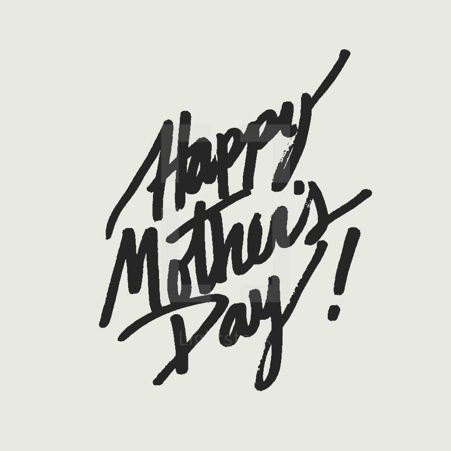 hand drawn happy mother's day typography. 