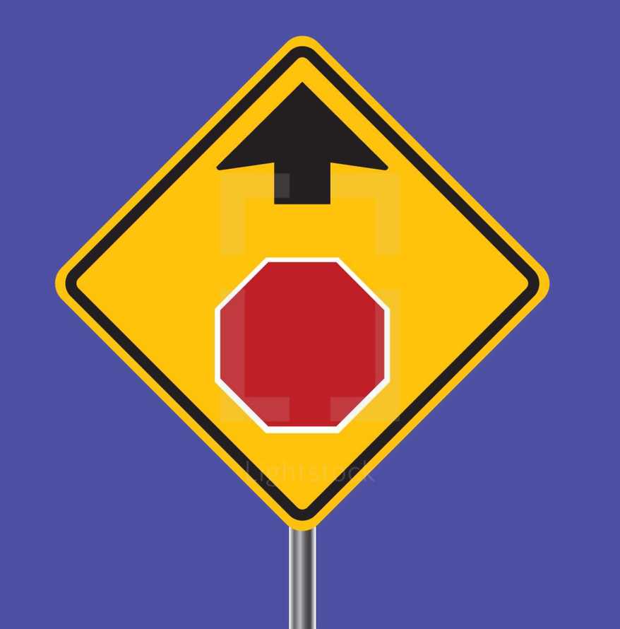 stop sign ahead sign 