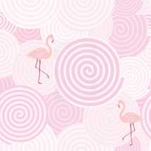 pink spiral pattern with flamingos 