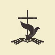 dove, water, Bible, cross, icon