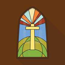 cross stained glass window icon