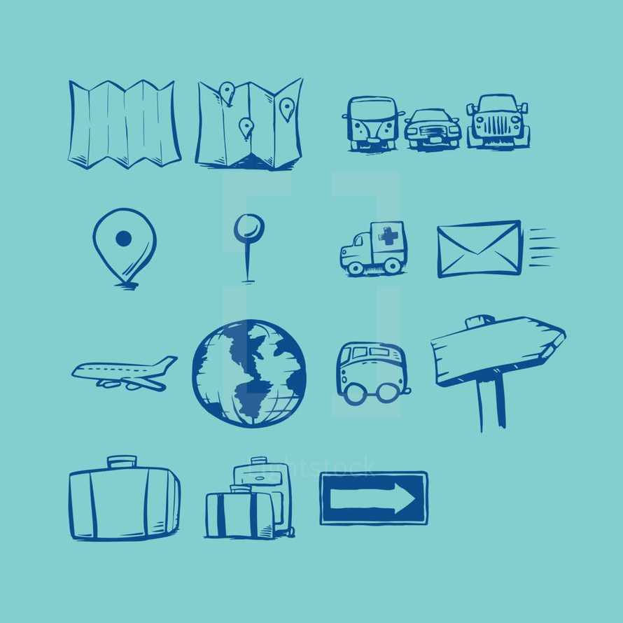 14 travel and direction illustrations to help you communicate.