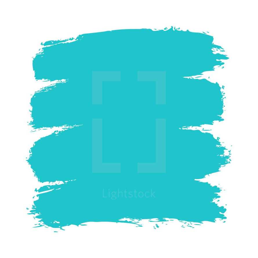 The teal turquoise paint brush stroke is drawn by hand. Paintbrush drawing on canvas. Hand-drawn brushstroke green blue texture on paper. Square shape. Rectangle shape. The graphic element saved as a vector illustration in the EPS file format for used in your design projects. 
