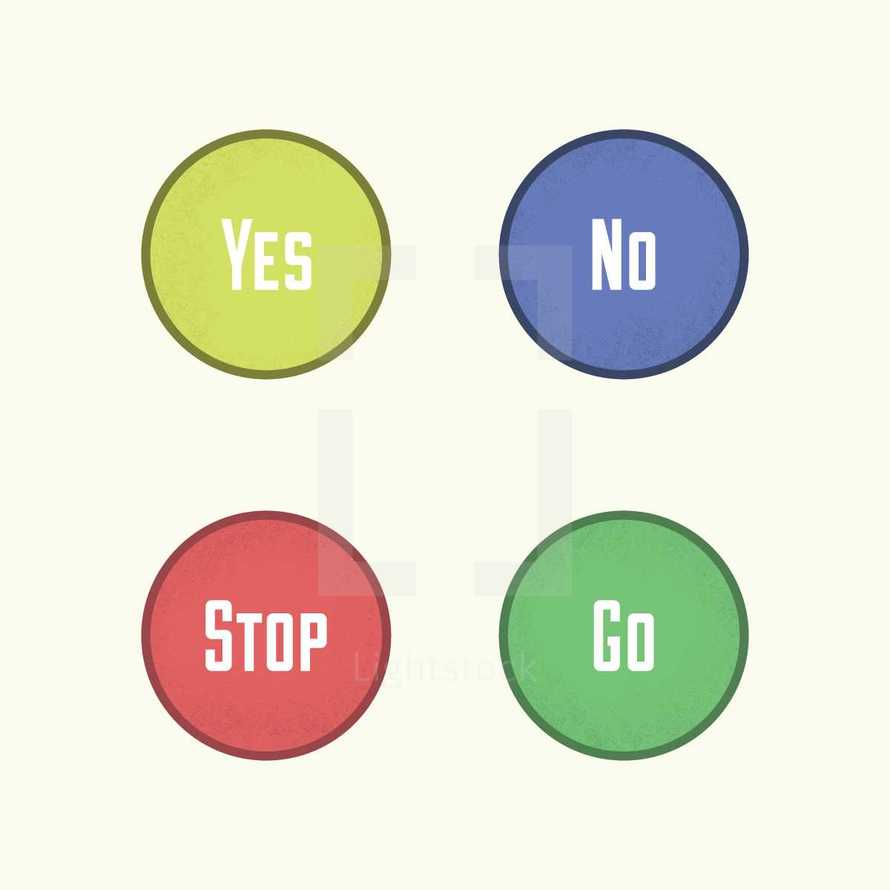 yes, no, stop, go, buttons 