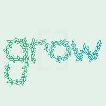 word grow out of leaves 