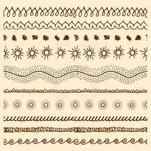 Vector set of hand drawn seamless borders made with ink. Freehand textures for fabric, polygraphy, web design.
