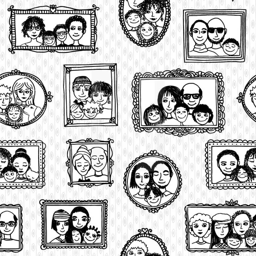family framed photographs pattern 