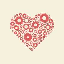 Red heart made of gears.
