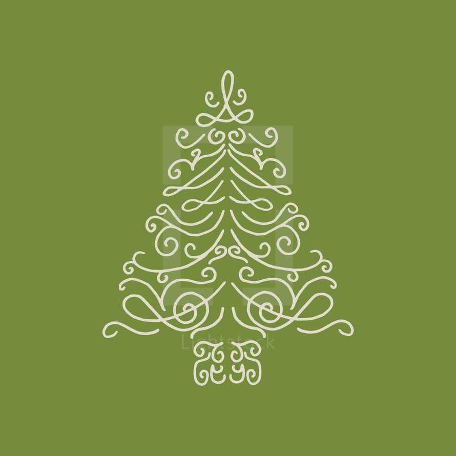 swirly Christmas tree icon 