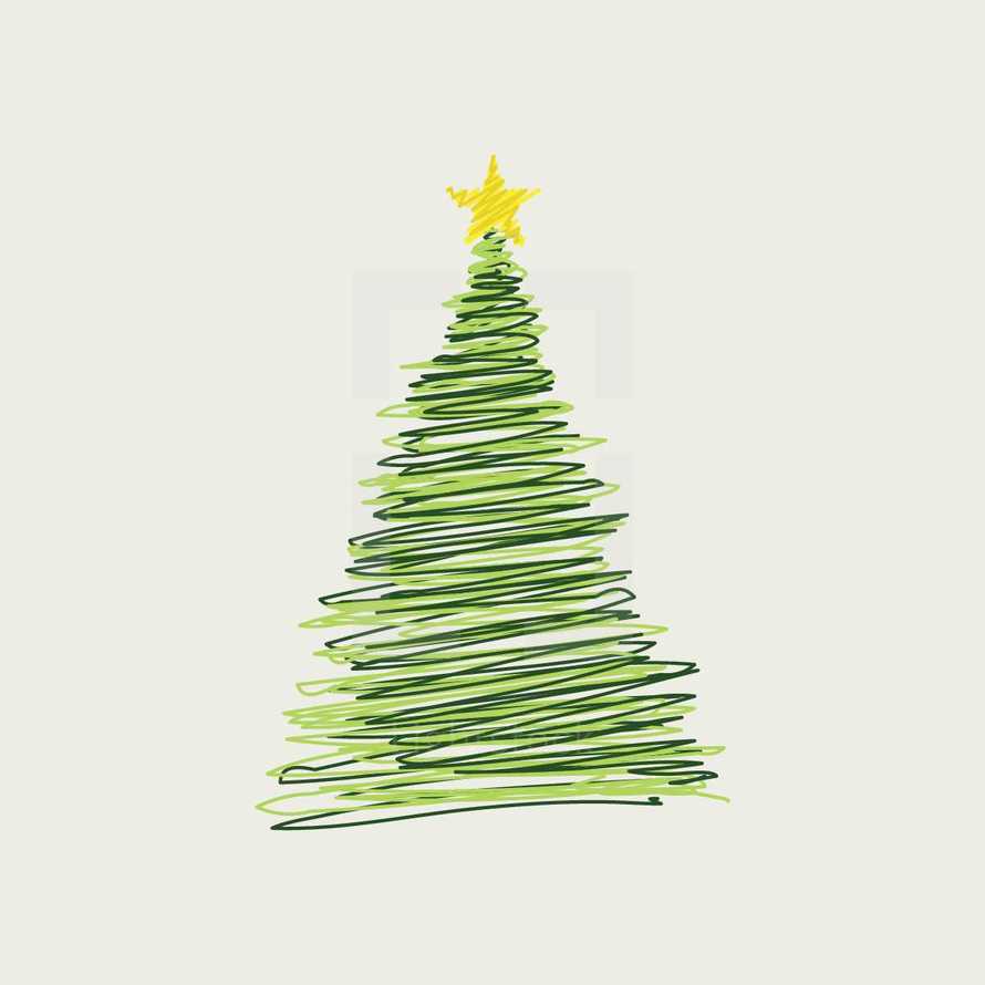 sketched Christmas tree