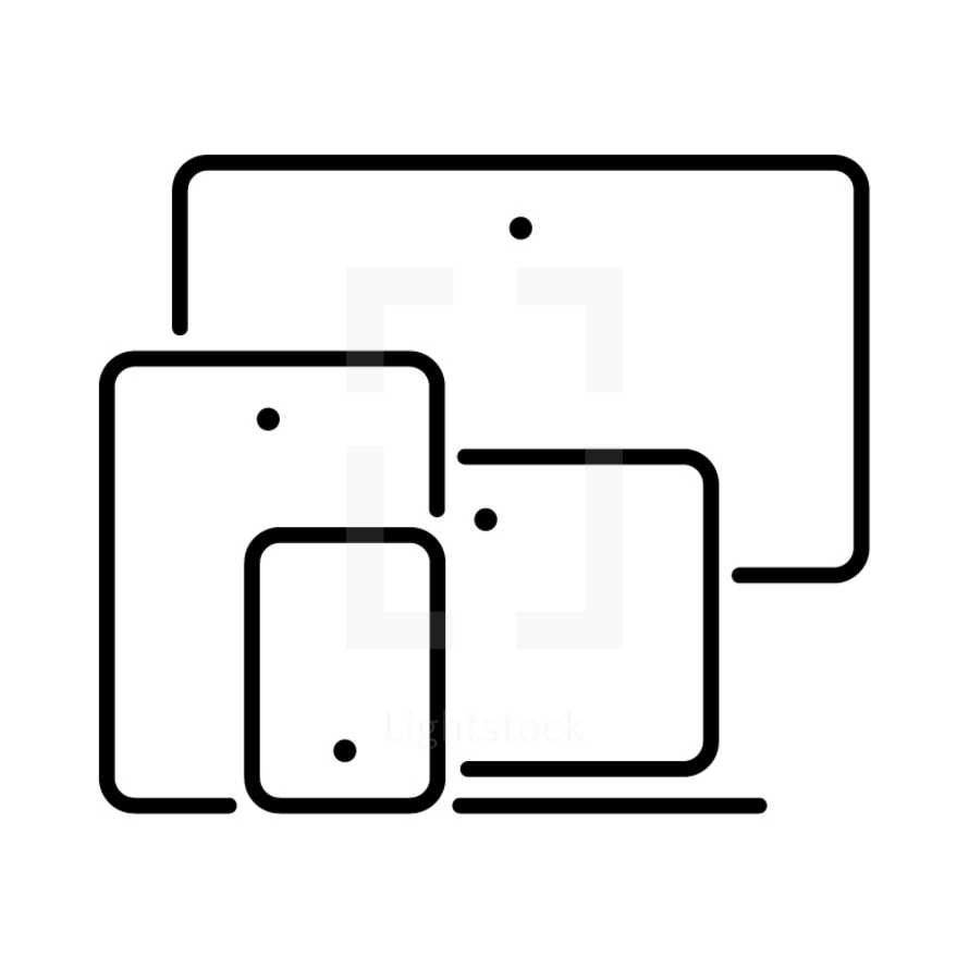 Multiple Devices Icon - black and white