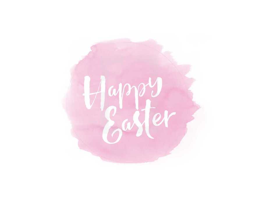 Happy Easter on a pink splotch 