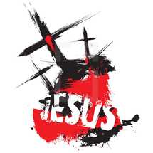 Jesus, Crucifixion, Good Friday, hand drawn lettering, three crosses, cross, red, black, blood of Christ, word