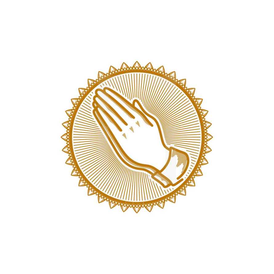 Church logo. Christian symbols. Praying hands.
