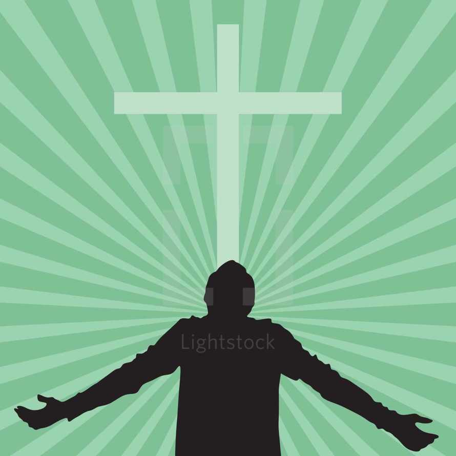 silhouette of a man with his face turned to God 