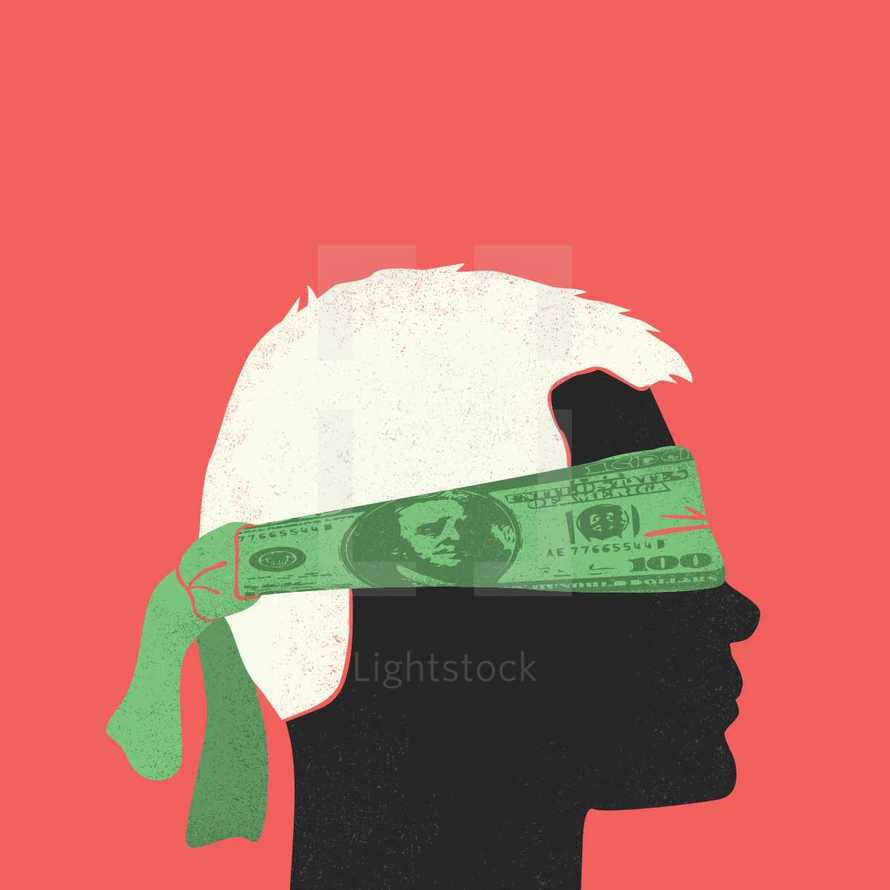 blinded by money concept.