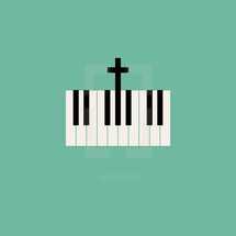 piano keys and cross 