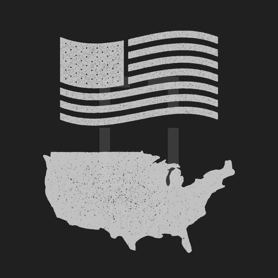 US Flag and United states illustrations.