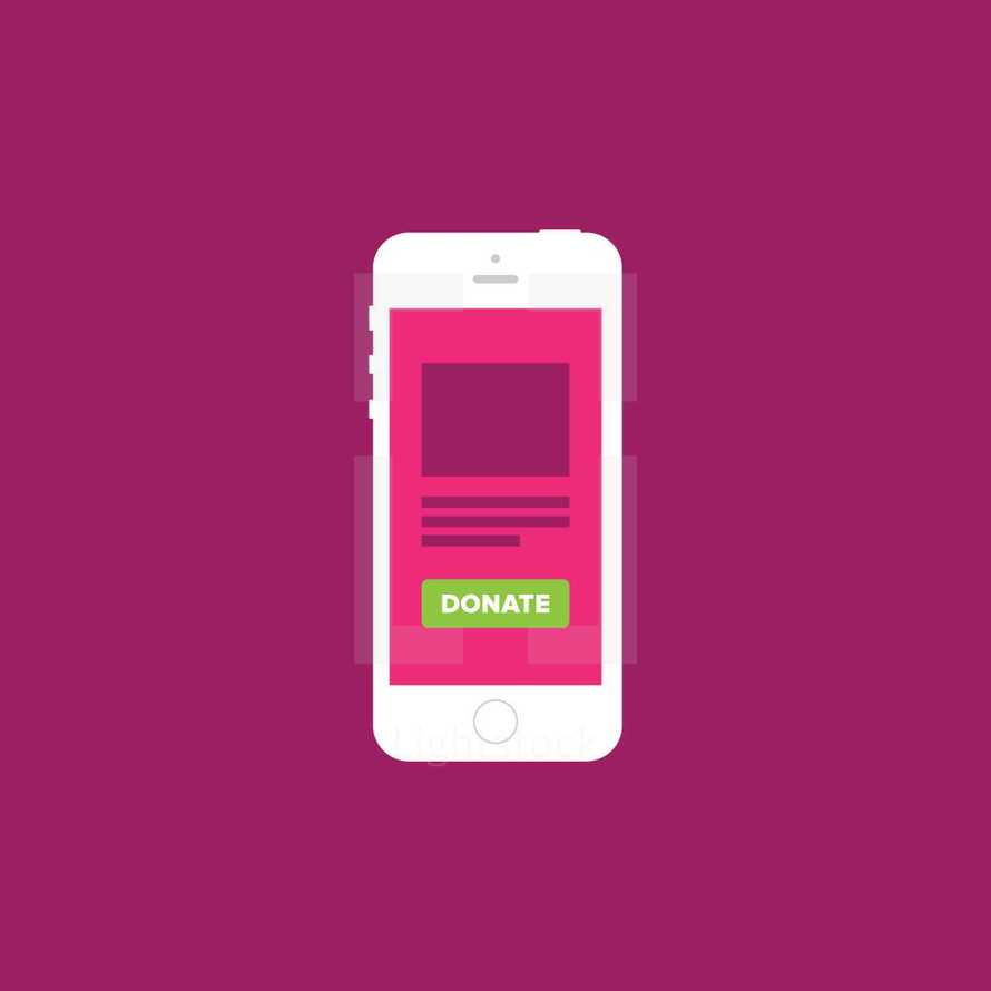 donate button on a smartphone 