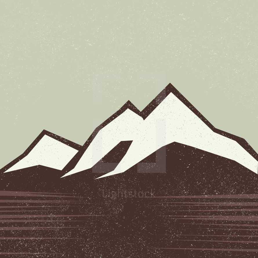 snow capped mountains illustration.