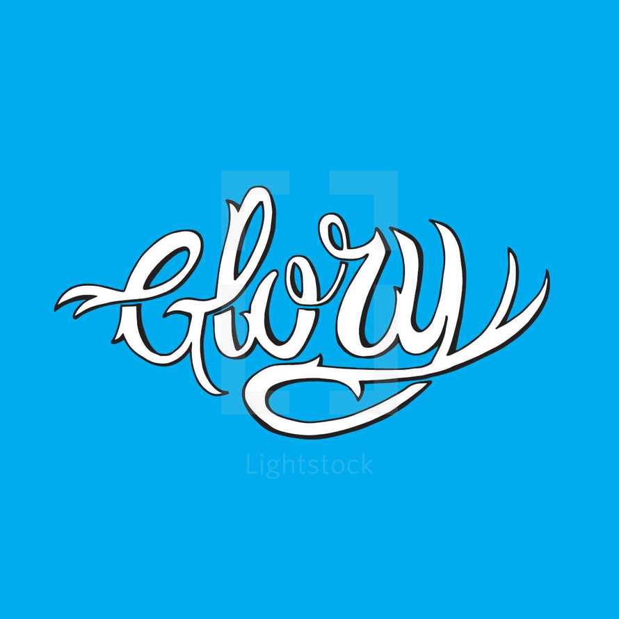 hand drawn lettering word Glory 