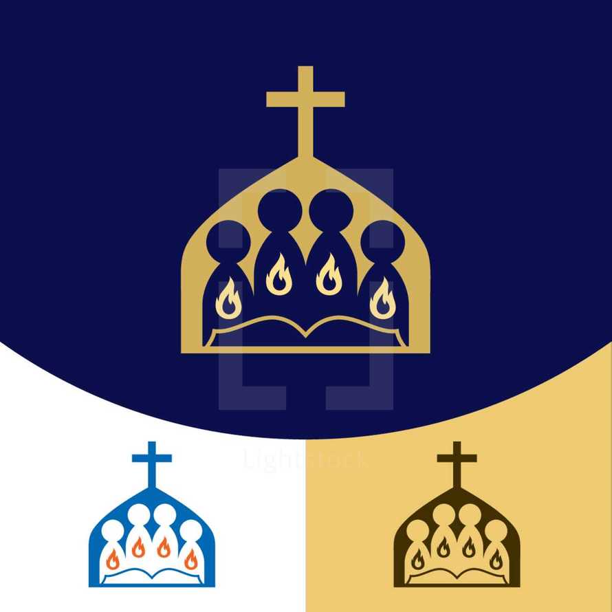 church people with flames logo
