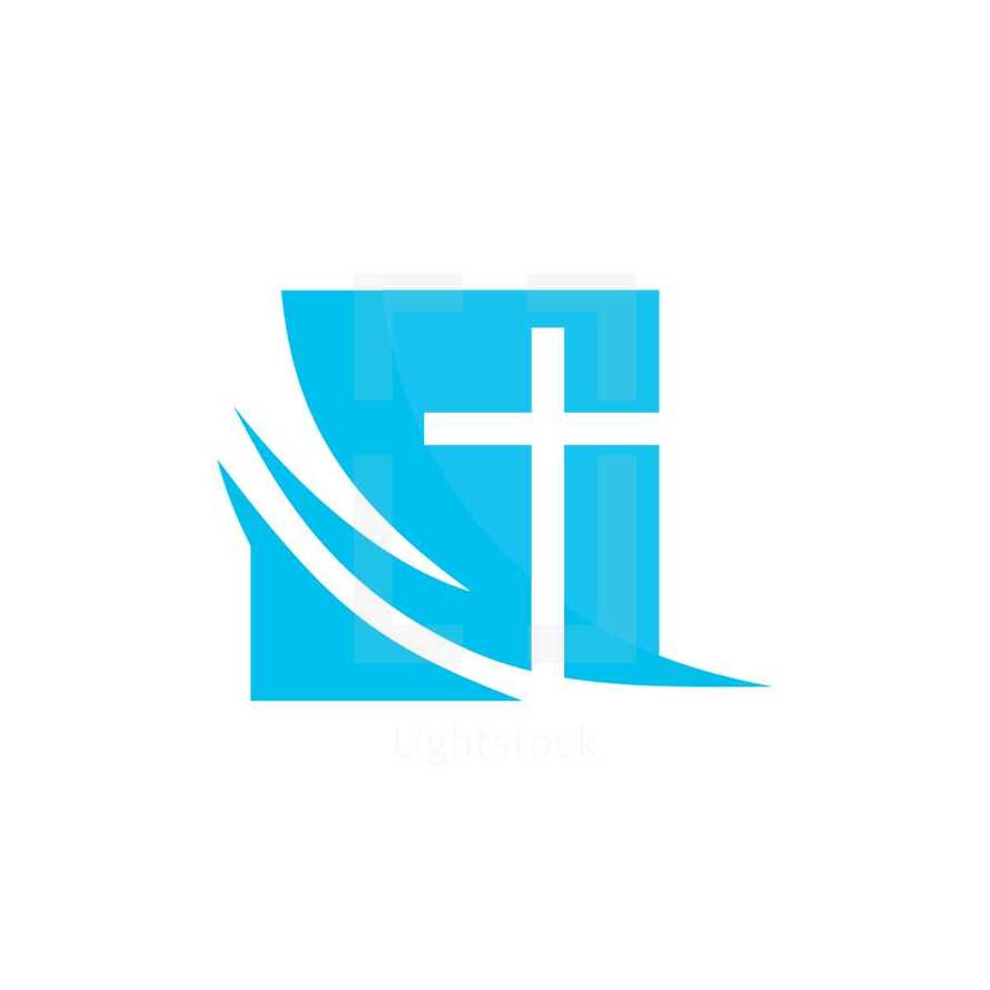 blue and white cross logo 