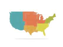 USA regions on a map. 